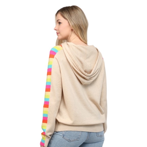 *NWT* Fate Curve Oatmeal Color Block Sleeve Detail Hoodie Sz 1X - Picture 2 of 6